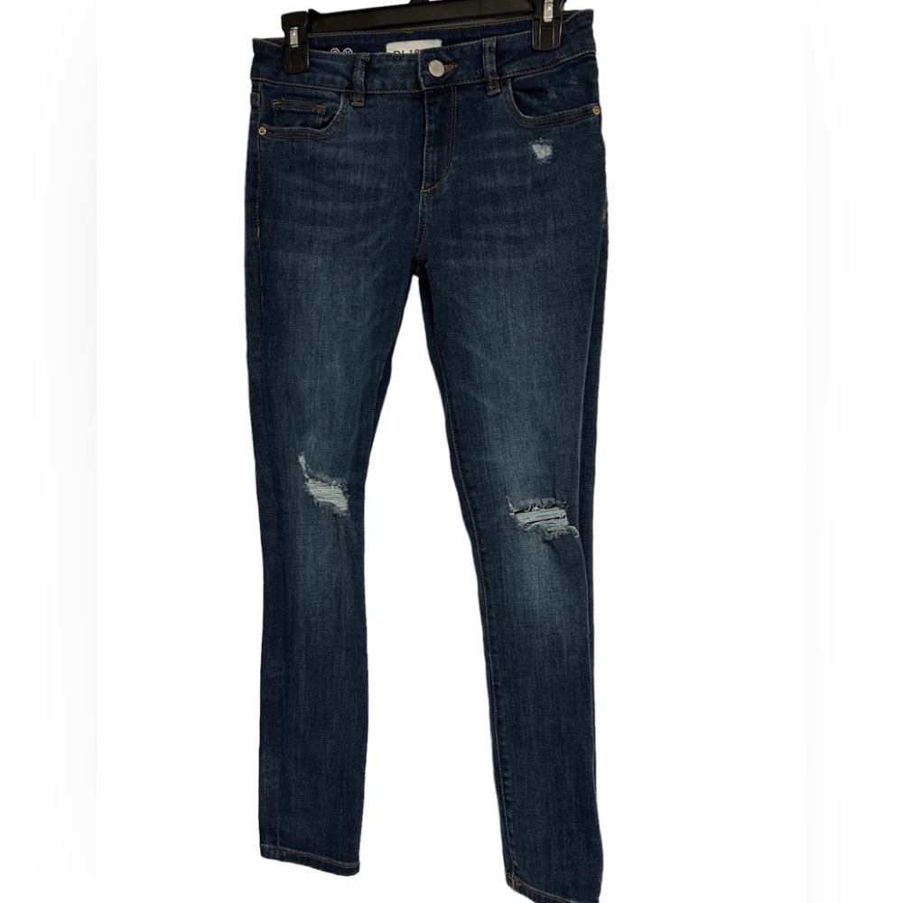 DL1961 Margaux Instasculpt‎ Ankle Skinny Distressed Ripper Jeans Fleetwood 26.